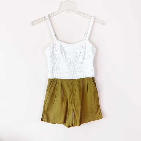 Anthropologie Pants - ANTHRO MERMAID Addie Laced Linen Romper XS